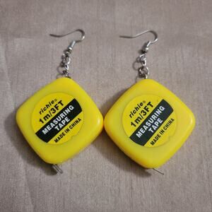 Working mini tape measure interactive earrings